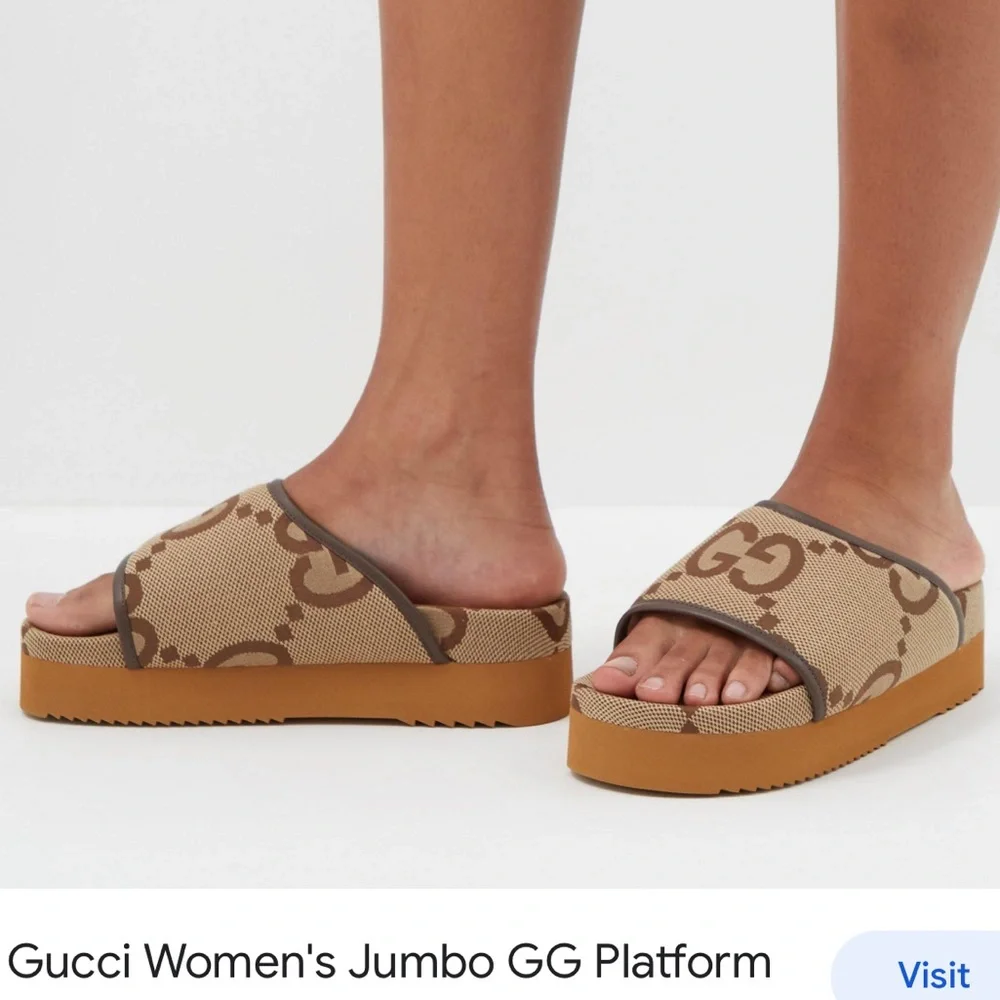 SOLD -NEW Gucci jumbo GG logo Angelina platform slides - Picture 13 of 14